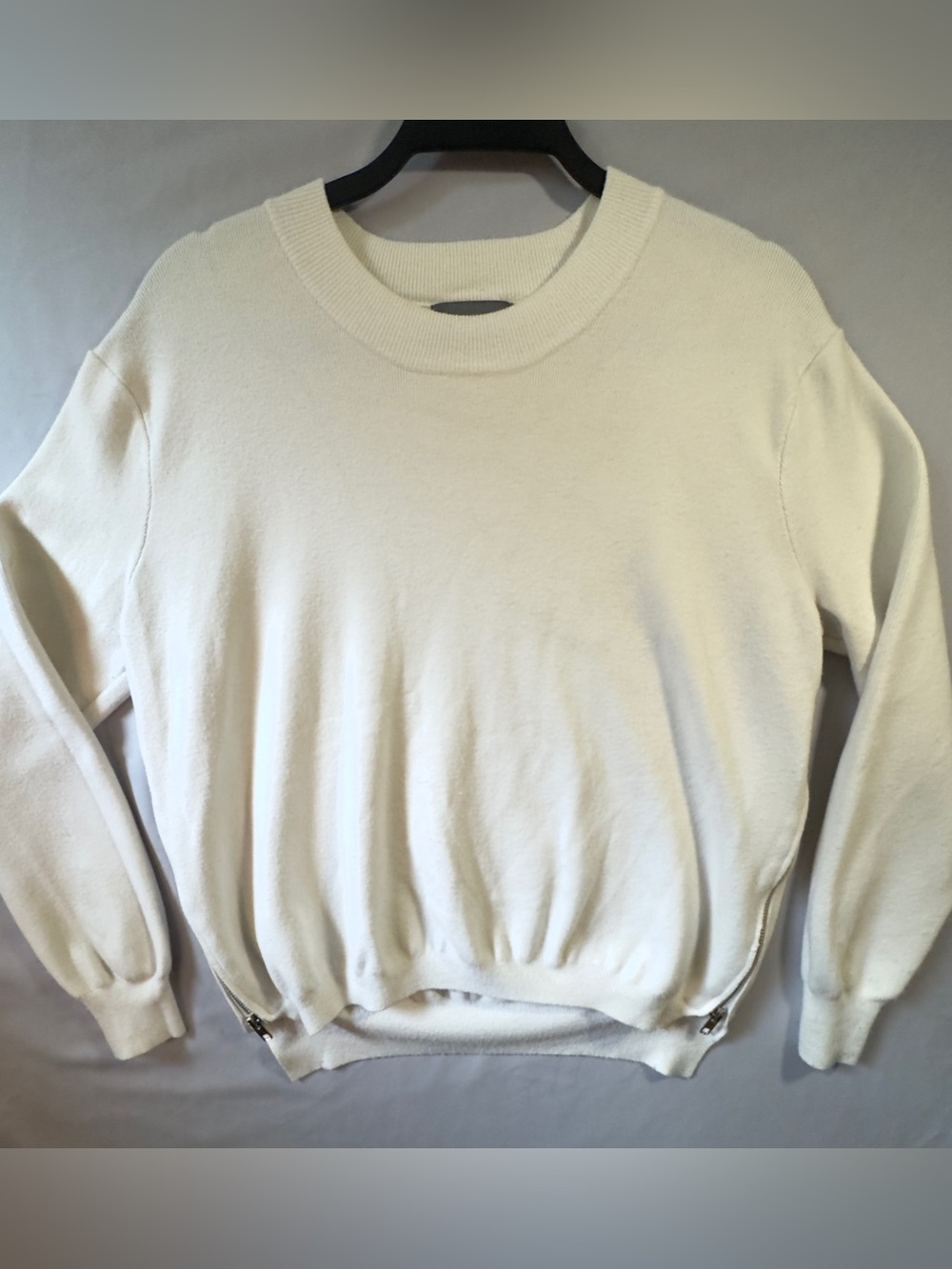 Modern Citizen Women’s S Cream Crewneck Sweater w/side zippers